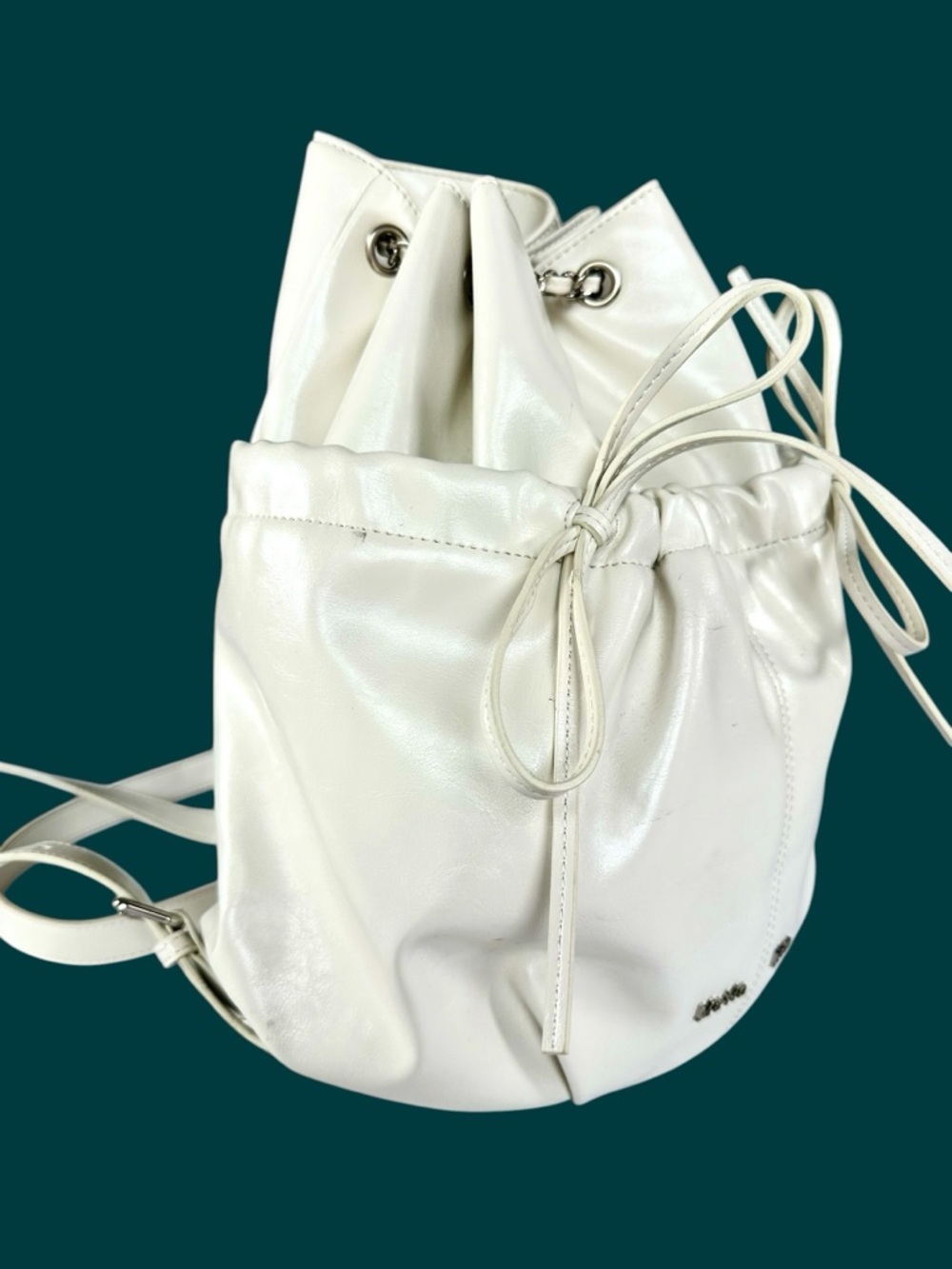 Matin Kim Leather Drawstring Ribbon Backpack - Picture 4 of 16
